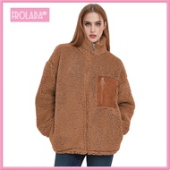 Plbuew Fluffy Warm Jacket Layered Fashion Coat Women’s Fleece Jacket Long Sleeve Zip-up Sherpa Coat 