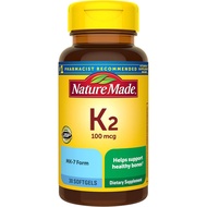 Nature Made Vitamin K2 100mcg, Healthy Bone Supplement, Vitamin K2 Supplement, 30 Soft Capsules, 30 