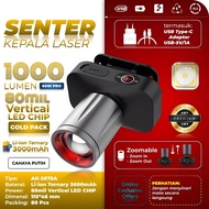 Senter Kepala Zoom In Out Led 3 Mode Cahaya Super Terang 60 watt Senter Kepala LED ZOOM 60W/Senter K