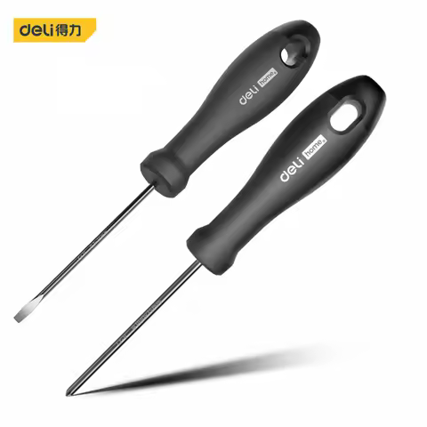 Deli 3-6mm Slotted Screwdriver PH0 PH1 PH2 Phillips Screwdrivers Black Handle Magnetic Screw Driver