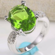 HIJAU 4.1ct Peridot Green 925 Silver Filled Women's Ring