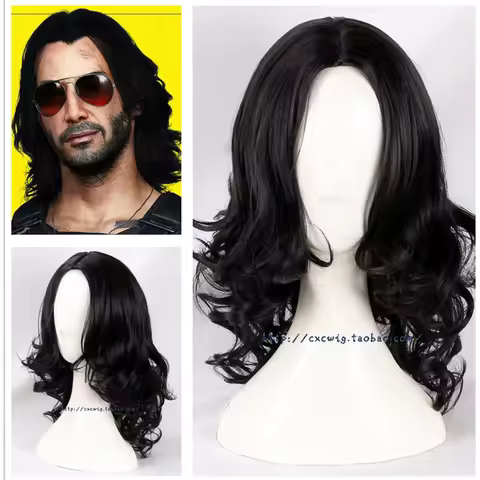 New Johnny Silverhand Cosplay Wig Keanu Reeves Heat Resistant Synthetic Hair Halloween Party