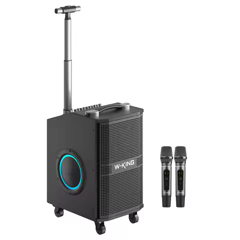 W-King K21SE Bluetooth Speaker Box Karaoke System Trolley Design Portable Woofer Speaker Music Playe