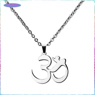 [ukgjmkm6] Silver Stainless Steel Pendant Necklace Aum Om Ohm Sanskrit Amulet Charms
