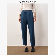GIORDANO Ladies Pants Elastic Waistband Drape Pants Solid Color Straight Fashionable Smart Casual Pa