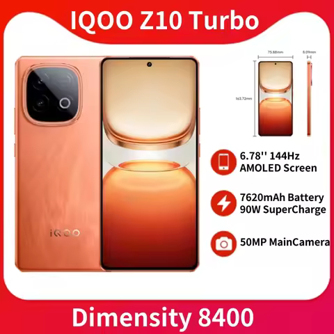 New IQOO Z10 Turbo 5G Smart Phone Dimensity 8400 6.78'' 144Hz AMOLED Screen 7620mAh Battery 90W Supe