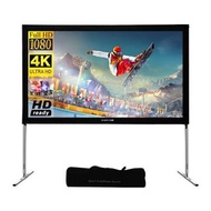 Projector Screen with Stand, 100 -144 Inch Portable Foldable Projection Screen 16:9 HD 4K Indoor Out
