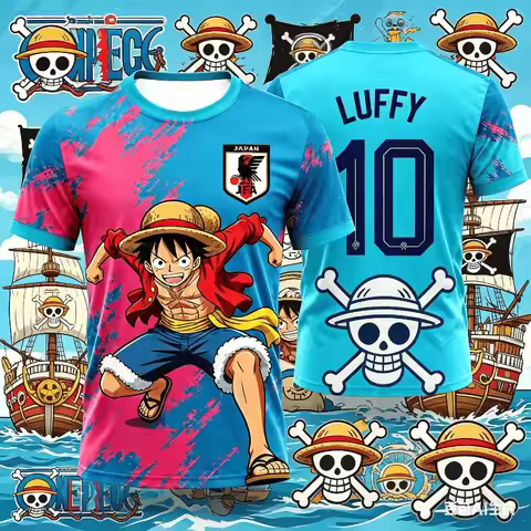 2026 Japan One Piece Luffy Football Jersey T-shirt Kids Football Special Jersey Kit Adult Men's Quic
