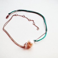 海水綠自家設計淡水珍珠腳鏈-Sea Breeze系列