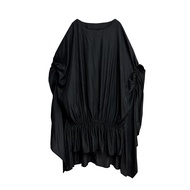 XITAO Solid Color Irregular O-neck Dress Slimming Bat Wing Sleeve Pullover Temperament Summer Woman 