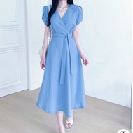 Freesize blue lotus sleeve dress blue dress