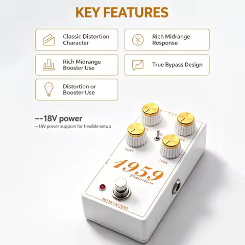 Mosky Audio 1959 Distortion Effect Pedal,Classic British Tube Distortion Guitar Pedal True Bypass