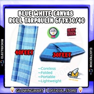 Blue White Canvas Roll Tarpaulin 6ft x 40ft(12M)/ 6ft x 30ft(9M) Kanvas Biru Putih/Blue White Canvas