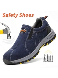 安全工作靴,防撞防刺焊接工業鋼頭男式輕便式