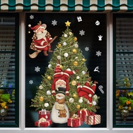 New Christmas Decoration Window Stickers Santa Gifts Merry Christmas Mirror Sticker Xmas Tree Window Glass Sticker New Year