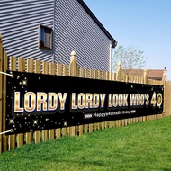 Lordy Lordy Look Who's 40 Decorations, Large Funny Forty Birthday Banner for Men Women, Happy 40th B