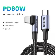 UGREEN Type C Cable 3A PD 60W Type C To USB C 90 degree Fast Charging Data Cable for Andriod Phone
