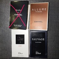 Chanel Allure Homme /
Chanel Bleu de Chanel EDP
/ Dior Sauvage EDP / Dior Homme Sport EDT sample 香水