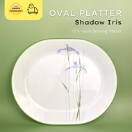 Corelle Oval Serving Platter Shadow Iris with Green Trimming