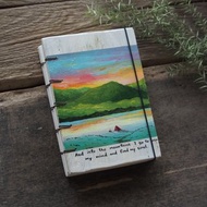 Wooden vintage notebook Acrylic paint . Notebook Handmade Diary 筆記本 journal