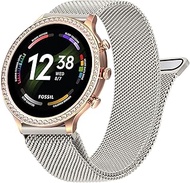 MVSSAT Metal Bands for Fossil Men's Gen 6/Fossil 5E 44mm/Fossil Gen 5 LTE/Carlyle/Garrett/Women's Julianna Smart Watch, 22mm Stainless Steel Mesh Quick Released Sport Watch Strap