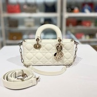 全新DIOR Small Lady D-Joy 小碼 M0613ONGE M030 奶白色 Cannage 藤格紋圖案羊皮 #BRAND NEW #香榭站正品