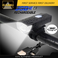 BAIMU Bicycle Light ไฟจักรยาน LED ไฟหน้าแบบชาร์จไฟ USB ไฟหน้าและไฟท้ายจักรยาน ไฟเตือนความปลอดภัยสำหรับจักรยาน ไฟจักรยานกันน้ำ ไฟฉาย