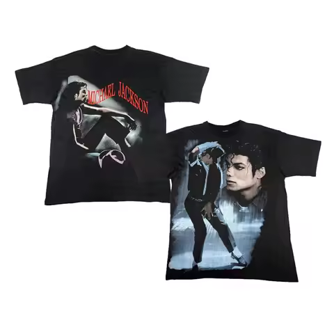 Y2k MICHAEL JACKSON The King of Art-Pop Michael Jackson Digital Print Short-sleeved T-shirt