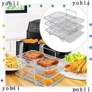 YOHII Air Fryer Rack, Cooker Multi-Layer Dehydrator Rack,  Stackable Stainless Steel Three-Layer Basket Kitchen Gadgets