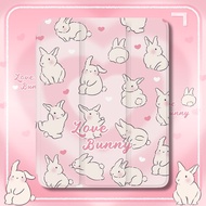 Pink Rabbit IPad Three Fold Protective Case Compatible for IPad 2022 10.9 Inch 10th Gen IPad 9th 8th 7th 6th Generation Pro 9.7 Air 4 Mini 6 Ultra Cover with Pen Slot