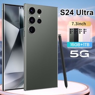 【สามารถเก็บเงินปลายทางได้ + พร้อม】 S24โทรศัพท์ของแท้ S24Ultra 5G HD เต็มหน้าจอ5G 7.3นิ้ว Hp หน่วยควา