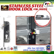 999 WELLOCK STAINLESS STEEL HOOK LOCK W-168 / GRILL OR SLIDING DOOR LOCKSET / W-168SS /  KUNCI PINTU BESI / ST GUCHI SGML-H1689 / TOT
