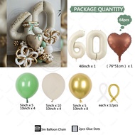 64pcs Cream Sand White Gold Number Balloons Set 40inch Number Foil Balloons for Happy 20 30 40 50th