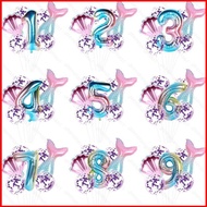 2Colors 7pcs/lot Mermaid Balloons Party Number Foil Balloon Happy Birthday Party Decorations Kids La