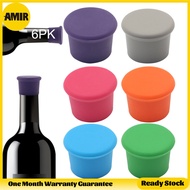 AMIR 6PCS Wine Bottle Caps Silicone Bottle Stoppers Sealer Saver Reusable Beer Bottle Cover Airtight seal on Bottles (Assorted)