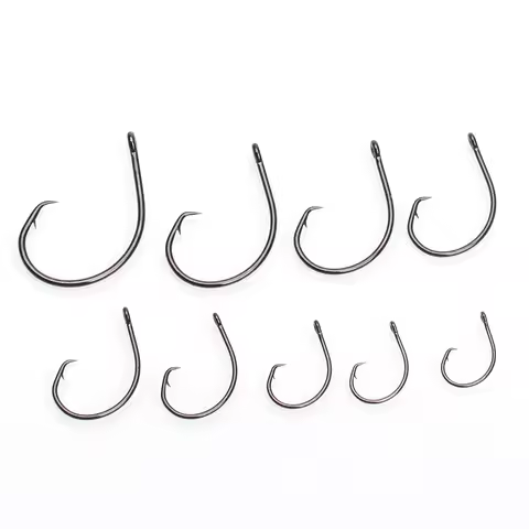 20PCS Size 4# - 7/0 Saltwater Fishing Light Circle Hook Wide Gap Fine Wire Inline Hooks Bass Pike Ta