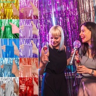 FASHIONVALL Foil Fringe Tinsel Curtain, 2M Colorful Foil Fringe Curtains, Decor DIY Shiny Background