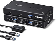 UGREEN HDMI KVM Switch 1 Monitor 2 Computers, 4K@60Hz with 4 USB 3.0 Ports KVM Switches for 2 Comput