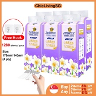 【SG】Hanging Tissue Paper 1280 Ply Toilet Paper Facial Tissue Paper Strong Water Absorption 4 Ply Tis