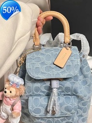 2024 Koujia Rita 21 Mini Backpack Jacquard Canvas Color blocked Flip Top Drawstring Backpack for Wom