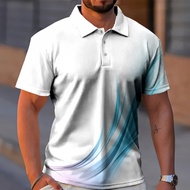 Polo shirt for men New Summer Men's Polo Shirt Line Pattern print Outdoor Business Casual Golf Shirt Fashion Short Sleeve T-Shirt Man Clothing