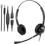 MAIRDI Telephone Headset for Cisco Phone, with RJ9 &amp; 3.5mm Jack for Landline Deskphone Cell Phone PC Laptop, Call Center Headset with Microphone for Office, Work for Cisco 7941 7861 8811