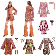 60s 70s Women Hippie Costume Accessories Hippie Disco Dress  Halloween Boho Flared Hippie Dress