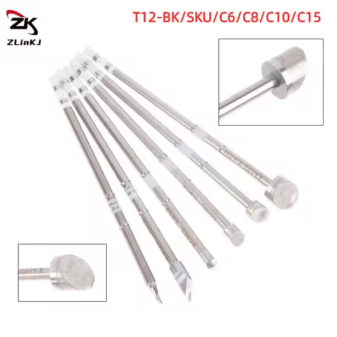1PCS 15cm/5.9in T12-BK/SKU/C6/C8/C10/C15 Series Welding Iron Tips OLED&STC-LED T12 Soldering Station