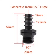 Konektor Ulir 1/2" 3/4" inch Ke Selang Driptape PE 7mm 16mm 20mm 25mm Fitting Irigasi