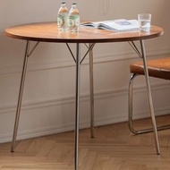 T&62027實木松木餐枱 不鏽鋼桌腳 餐椅 餐桌 食飯枱 圓形飯桌 會議桌 洽談桌 簡約時尚 可訂製尺寸 全新包裝送貨