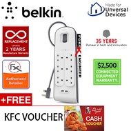 BELKIN 6 Outlet SURGE + 2 USB (2.4A) Charging Protection - 2 Meter