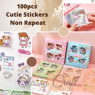 100pcs Cuties Handbook Stickers Cute Girl Heart Character Material PET Water Proof 手账贴纸套装100张少女心手帐笔记