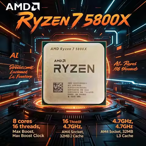 AMD Ryzen 7 5800X 8C/16T 4.7GHz 32MB L3 Cache AM4 Socket Unlocked Desktop Gaming Processor, OEM Tray