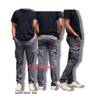Cargo Army Slack 6Pockets Pants Unisex Tactical Elasticated Lelaki/Perempuan Waist Slimfit Local Sel